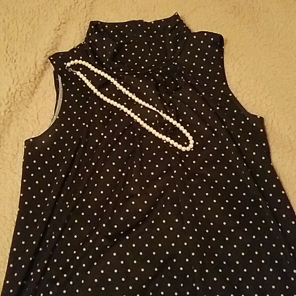 Black and Gold Polka Dot Sleeveless Blouse